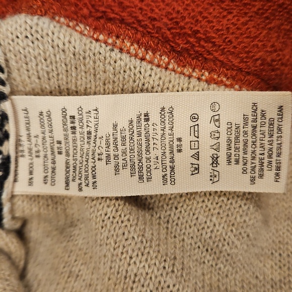 💕FREE PEOPLE💕 Desert Rose Sweater Embroidered Longhorn Colorblock Knit Medium - Picture 14 of 15